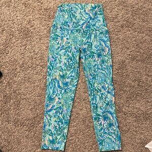 Lilly Pulitzer XS Coral Of The Story SOUTH BEACH LEGGINGS 21" High Rise Crop